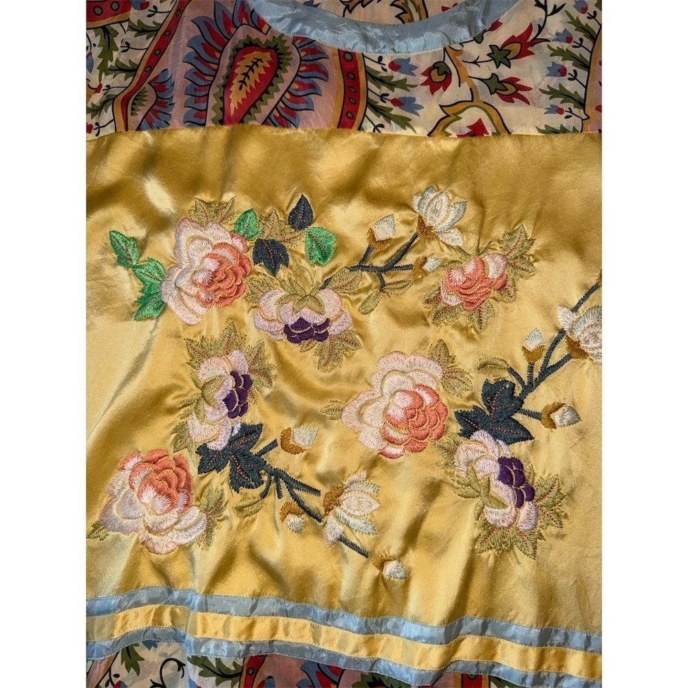 Johnny Was Blouse Womens Plus 2XL Multicolor Paisley Embroidered Side Tie boho - Picture 3 of 8